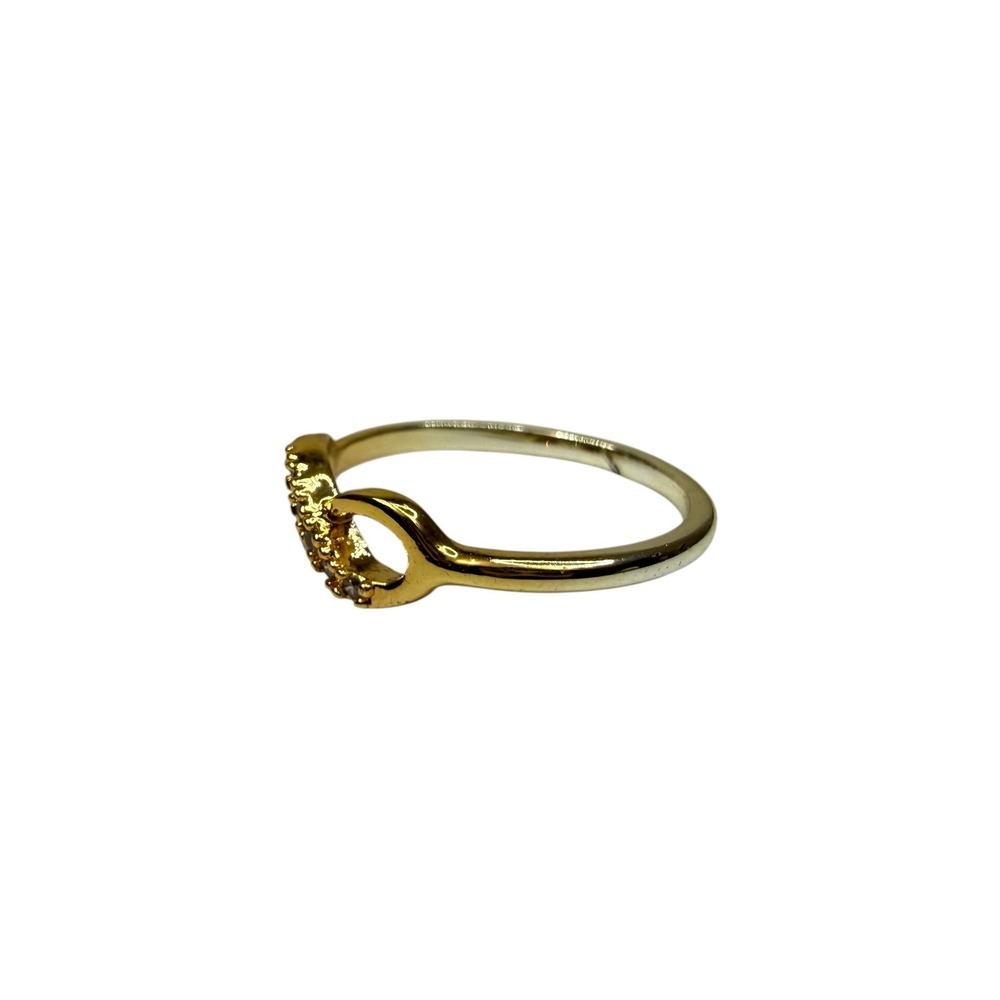 Elegant Infinity Symbol Ring Gold Tone Pave Clear Stones Fashion Jewelry Size 6 - Picture 2 of 6